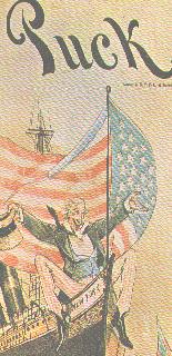 Cover shows triumphant Uncle Sam & US Flag astride the City of Paris